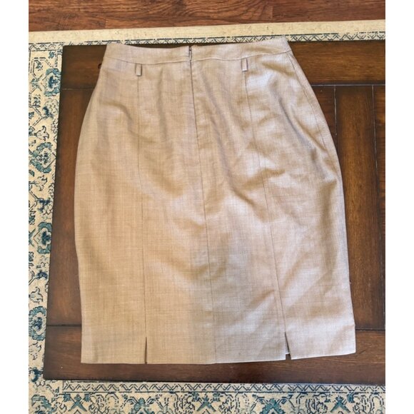 Escada Vintage Light Brown Knee Length Pencil Skirt New Wool Euro 44 US Large - Picture 2 of 9